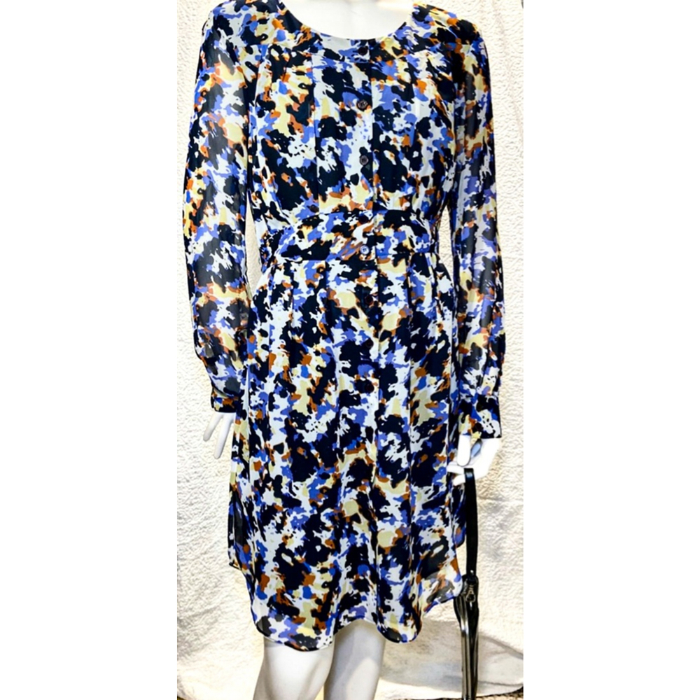 Abstract Print Button-Down Shirt Dress Size‎ M Excellent Condition